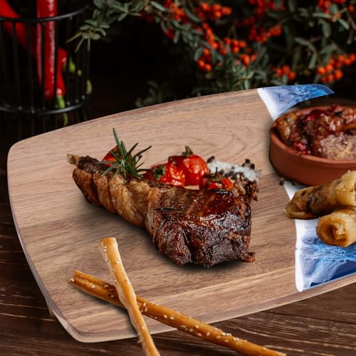 Ocean Charcuterie board, Acacia Wood Resin Spliced Board with Wave Pattern,suitable for Cheese Meat Vegetable Steak, Serving Board (Blue Wave) - color: Blue Wave