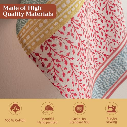 Maison d' Hermine Kitchen Towels Set of 3 Reusable 100% Cotton 27.50" x 20" | Cloth Tea Dish Towels Absorbent with Hanging Loop for Kitchen Dining Party Wedding Hotel Home Spring Summer - Marquise - color: 001 - Marquise