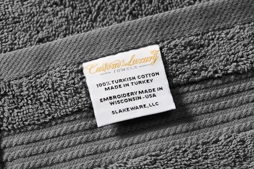 Personalized Bath Towels | Set of 2 | Choose from 12 Fonts | Genuine Turkish Cotton | Oeko-Tex Certified | Personalized Towels | Bathroom Towels - color: Gray - Bath Towels