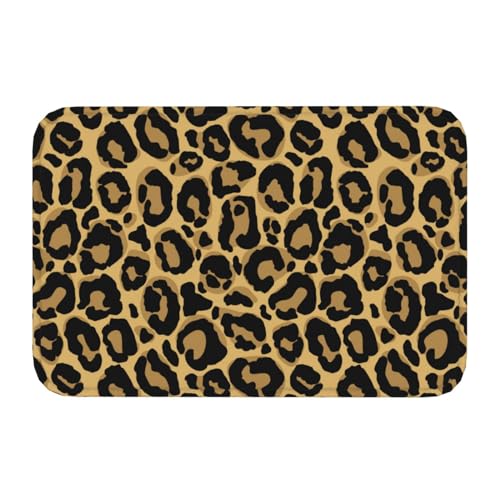 Brown Leopard Texture Bath Mat Non-Slip Soft Microfiber Bathroom Rugs Washable Bathmat, Carpet Rug Entryway Decor for Tub Shower Room Floor, 24x16 Mat - color: Leopard #04, size: 1'4" x 1'11" (Rectangular)
