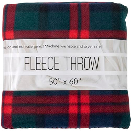 Trail maker 50x60 Throw Blankets, Plaid Fleece Throw Blankets for Bedroom, Couch, Livingroom, Chair, Pets, Outdoors - color: Green