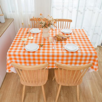 MANGATA CASA Checkered Table Cloth for Square Tables-Gingham Waterproof Kitchen & Table Linens-Polyester Buffalo Plaid Wrinkle Free Table Cover(Pumpkin Yellow 52x52in) - color: Pumpkin Yellow, size: 52" x 52" (Square)