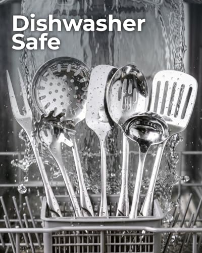 Zulay Kitchen Stainless Steel Cooking Utensil - Stainless Steel Kitchen Utensil - Durable Kitchen Gadgets - Metal Kitchen Accessories - Easy to Clean Kitchen Tools - 8 Piece Set - size: 8 Piece Set