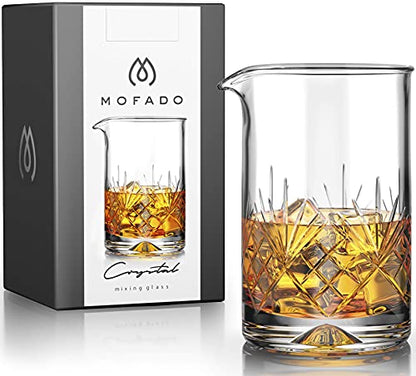 Mofado. Crystal Cocktail Mixing Glass/Premium Cocktail Shaker 18oz(540ml) - Solid and Stable Thick Bottom/Professional Quality Bartender Tool for Stirring Cocktails - Gift for Christmas, Birthday