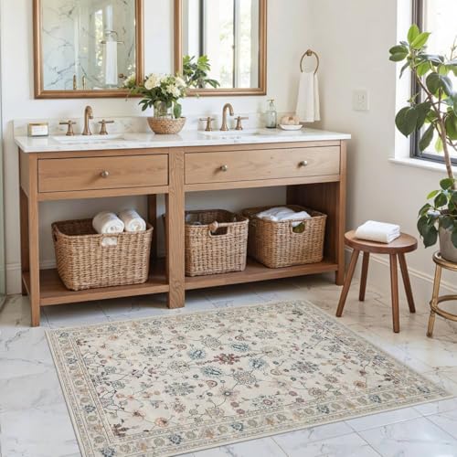 2x3 Grey Washable Entryway Rug,Small Door Mat for Bathroom Kitchen | Soft,Machine Washable & Non Slip,Low Pile,Ideal for Girls Room, Nursery,Kids Room - color: Grey, size: 2' x 3' (Rectangular)