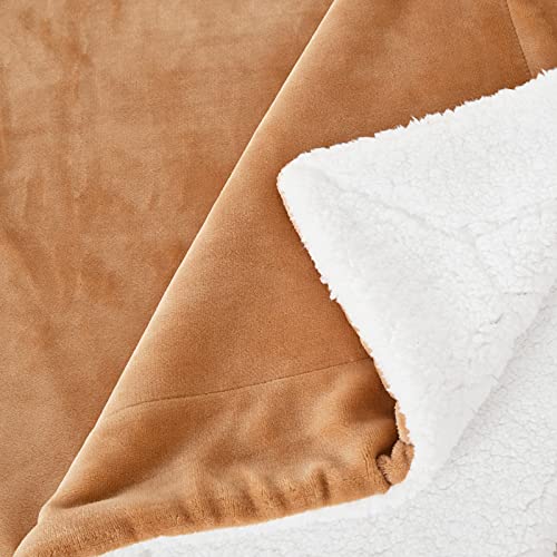 Sherpa Fleece Throw Blanket, Camel, 50x60 inches | Double-Sided Super Soft Luxurious Plush Blanket Throw Size - color: Camel, size: 50"×60"