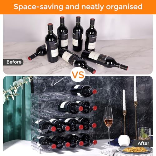 BoxedHome Plastic Water Bottle Organizer and Wine Rack Storage Holder for Inside Cabinet, Kitchen Countertop, Table Top, Pantry, Bars, Cabinets, Fridge - Clear (4 Tier 16 Containers) - size: 4Tier 16Bottles