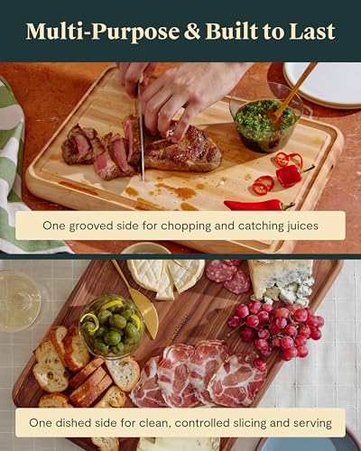 Caraway 3-Piece Prep and Serve Butcher Block Set | 17" Rectangle Cutting Board, 12" Square Cutting Board and Metal Storage Rack, Maple - color: Maple, size: Butcher Block Set