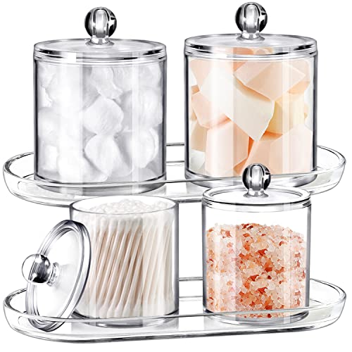 SheeChung Acrylic Vanity Tray, 2 Pack, Clear, 9.65 in x 4.5 in x 0.79 in, Catchall Tray, Countertop Sink Tray Dispenser, Sturdy Holder for Cabinet, Shelf, Cupboard, or Closet Organization | 9.65" x 4.5", Perfume Jewelry Candle Dispenser Catchall Tray, Stu