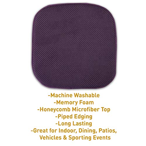 Sweet Home Collection Cushion Memory Foam Chair Pads Honeycomb Nonslip Back Seat Cover 16" x 16" 4 Pack Eggplant Purple - color: Eggplant Purple, size: 4 Pack
