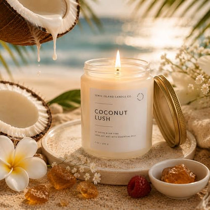 Coconut Lush Scented Candle | Inspired by VS Coconut Passion | 7oz Soy Wax Long Lasting Scented Candle for Women | Gift for Women Sensual Warm and Cozy Fragrance - color: Coconut Lush