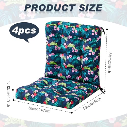 Hoteam 4 Set Outdoor Patio Chair Cushions 20 x 42 in Deep Seat Waterproof Patio Cushions Set for Furniture Replacement Removable Seat and Back (Black Plumeria) - style: Black Plumeria