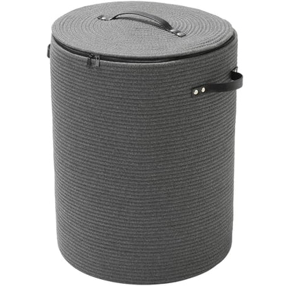 16"x20" Extra Large Cotton Rope Basket with Zipper Lid, Woven Laundry Hamper and Blanket Storage Basket, Round Clothes Bin for Living Room Bedroom, Dark Grey - color: All Dark Grey