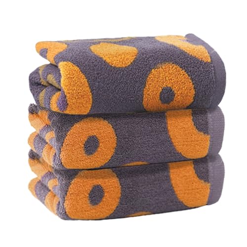 Orange Jacquard Hand Towels 100% Cotton Soft Towels Decorative Circles Design for Bathroom Absorbent Colorful Kitchen Towels for Daily Uses, Shower (Orange 3 Pack, Circle) - color: Orange 1, size: 3 pack