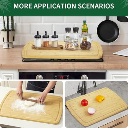 GAOMON Extra Large Bamboo Cutting Board for Kitchen, 30 x 20 Inch Wooden Chopping Board, Stove Top Cover Wood Butcher Block with Juice Groove for Meat Turkey Carving Charcuteries, 0.8" Th - size: 30.1"L x 20"W