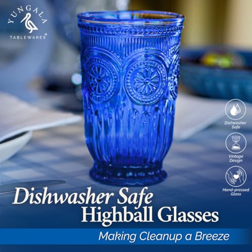Cobalt Blue Highball Glasses set of 6 tall drinking glasses for tablesetting with cobalt blue glassware dishwasher friendly made without lead - color: Cobalt, size: Tall