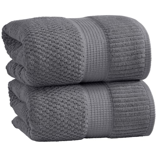 2 Pack Oversized Bath Towels 100% Cotton | Grey Towels | Oeko‑TEX Standard 100 | Soft & Absorbent, Quick‑Dry | Trinity Collection - Charcoal - color: Charcoal, size: Oversized Bath Towels (2 Pack)