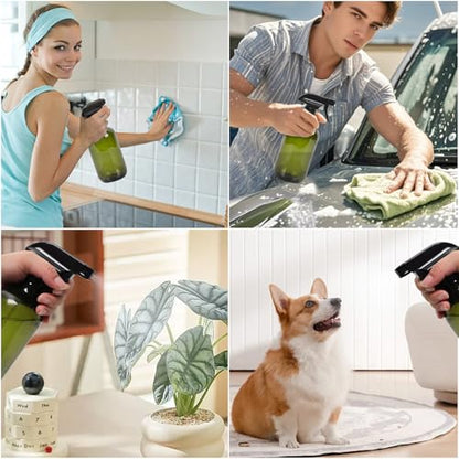Cleaning Spray Bottles for Plants Misters Inside, 2 Pack 16.9 oz Squirt, Water Spray Bottle Mist Sprayer, No Leak Hair Mister Empty Adjustable Nozzle (Green) - color: Green, size: 16.9 oz