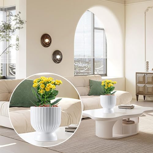 OXART 5.6 Inch Plant Pot, Ceramic Planters for Indoor Plants, Large Indoor Plant Pot with Drainage Holes, Flower Pots, Decorative Pots for Flowers & Herbs, White