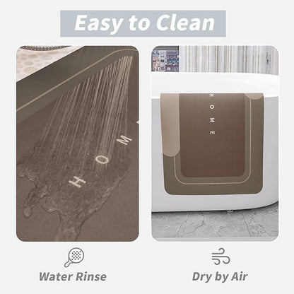 Housego Absorbent Bath Mat, Quick Dry Bath Rug, Non-Slip, 16.93x50 Inch, Brown - color: Brown, size: 1'5" x 4'2" (Rectangular)
