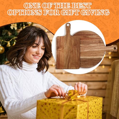 Hsei 2 Pcs Acacia Wood Cutting Boards Charcuterie Board | with Handles, Charcuterie Boards for Cheese, Meat Bread, Steak, Round, Rectangle, Decorative Serving Boards - size: 16x12, 13.7x7.01 inch, style: Vibrant