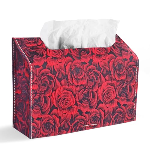 Leather Cover for Disposable Paper Hand Towel Box, Compatible with Kleenex Paper Hand Towel(1-3D Rose Red) - color: 1-3d Rose Red