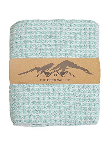 Two Tone Hanicom Cotton Throw 50X60- Aqua - color: Aqua Honeycomb