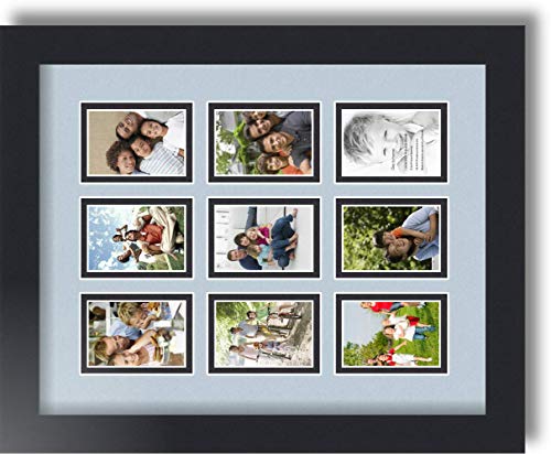 Art to Frames Double-Multimat-78-860/89-FRBW26079 Collage Photo Frame Double Mat with 9-2x3 Openings and Satin Black Frame - color: Baby Blue, size: 9 - 2x3
