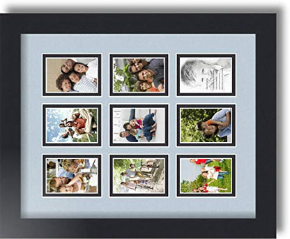 Art to Frames Double-Multimat-78-860/89-FRBW26079 Collage Photo Frame Double Mat with 9-2x3 Openings and Satin Black Frame - color: Baby Blue, size: 9 - 2x3