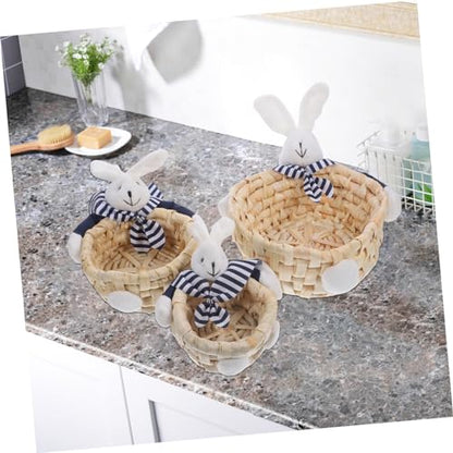 Alipis 3pcs Handmade Woven Straw Storage Decorative Nesting Containers for Easter Decor Crafted from Natural Straw for Organizing