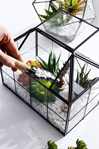 Glass Terrarium, House Shape Geometric Succulent Terrarium with Swing Lid Tabletop Planter Box Mini Indoor Greenhouse for Fern Moss Air Plants Miniature Housewarming Gift