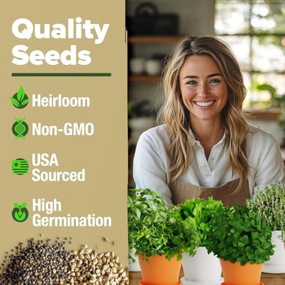 HOME GROWN Gift Herb Kit – 8 Herb Seeds Set with Basil, Cilantro, Mint & More, Complete Indoor Grow Kit for Kitchen, Gardening Gifts for Women & Men, Ideal for Cooking & Home Décor - style: Deluxe Herb Grow Kit