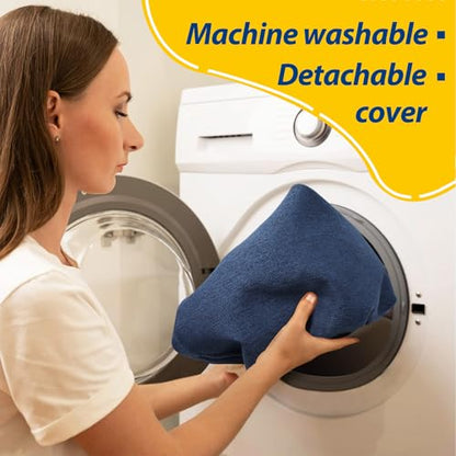 AAAAAcessories D-Shaped Chair Cushions, 2" Thick Dining Chair Pads with Ties and Removable, Machine-Washable Cover, 17" x 16", Set of 4, Blue - color: Blue, size: 4 Count(Pack of 1)
