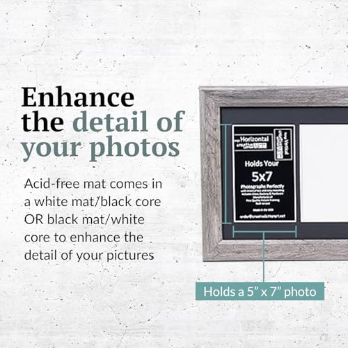 Creative Letter Art 6 Opening Driftwood Picture Frame with Glass to hold 5 by 7 inch Photographs including 10x36-inch Black Mat Collage - color: 6 opening, size: Driftwood w/ Black