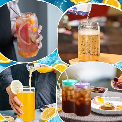 Mason Jar Cups with Lids and Straws, 16 oz Reusable Plastic Tumblers for Whisky, Soda, Tea, Juice, Beer, Coffee, Milk Tea, Gifts, 6 Pack (Transparent) - color: Transparent