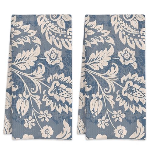 2 Pack Hand Towels African Boho Floral Kitchen Towel Absorbent Decorative Towels Set for Drying,Cleaning,Cooking,Bathroom,Holiday 16x24 Inches - color: African Boho Floral