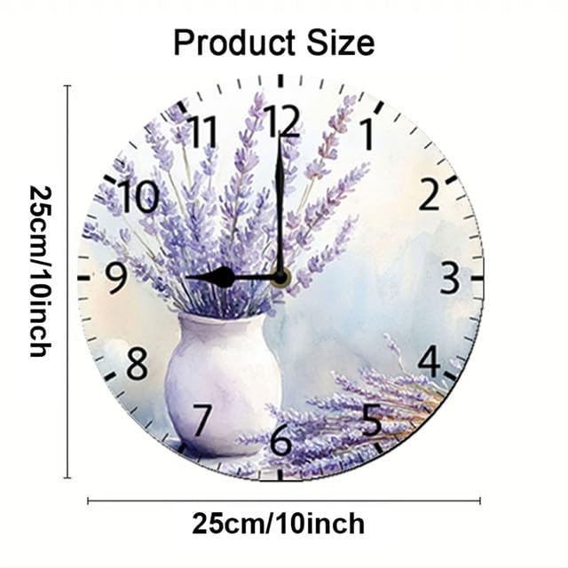 Wall Clock Lavender Sign Silent Non Ticking Round Clocks Lavender Clocks 10inch Battery Operated Quartz Quiet Desk Clock for Home Office - color: Wallclock03