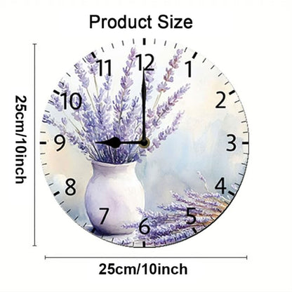Wall Clock Lavender Sign Silent Non Ticking Round Clocks Lavender Clocks 10inch Battery Operated Quartz Quiet Desk Clock for Home Office - color: Wallclock03