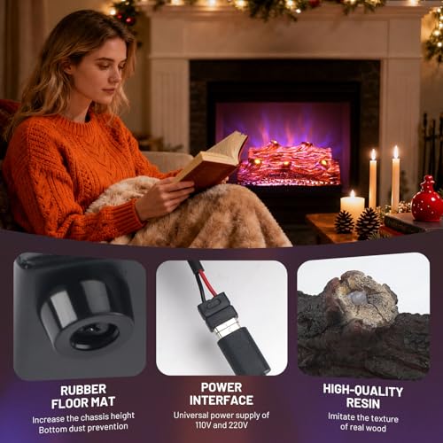 Electric Fireplace Logs Realistic Flame Effect Embedded Fireplace Flame Block 21.46 * 9.45 * 8.27 in USB Remotecontrol Fireplace Placement Not Emitting Heat - color: Extra Large