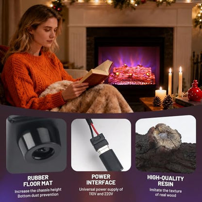 Electric Fireplace Logs Realistic Flame Effect Embedded Fireplace Flame Block 21.46 * 9.45 * 8.27 in USB Remotecontrol Fireplace Placement Not Emitting Heat - color: Extra Large