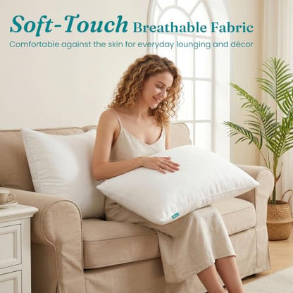 Oubonun Throw Pillow Inserts 22x22 Set of 2 – Full Fluffy Down Alternative Pillow Inserts for Couch, Soft Decorative Square Pillow Forms, Machine Washable for Sofa Bed Living Room, Beige - size: 22×22Inch