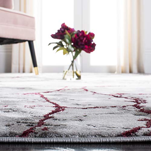 SAFAVIEH Craft Collection Runner Rug - 2'3" x 6', Grey & Wine, Modern Abstract Design, Non-Shedding & Easy Care, Ideal for High Traffic Areas in Living Room, Bedroom (CFT877S) - color: Grey/Wine, size: 2'3" x 6' (Runner)