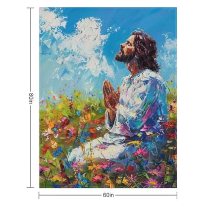 Jesus in Wildflower Field 02 Flannel Blankets Fleece Soft Throw Lightweight Plush Gifts for Couch, Bed, Cozy Sofa Plush, Chair, Lovers 60x80in(150x200cm) - color: Style-11, size: 60x80in(150x200cm)