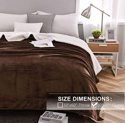 NANPIPER Sherpa Blanket Twin Thick Warm Throw for Winter Bed Super Soft Fuzzy Flannel Fleece/Wool Like Reversible Velvet Plush Blankets (Brown Twin Size 60"x80") - color: Brown, size: Twin