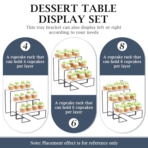 3-Tier Serving Tray Stand, White Acrylic Dessert Display Trays with Black Painted Iron Rack, Removable Trays for Cupcakes, Appetizers, Fruit, Cookies, Weddings, Birthdays and Buffets - color: White and Black