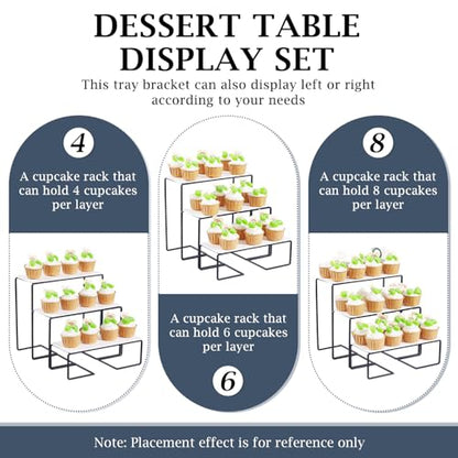 3-Tier Serving Tray Stand, White Acrylic Dessert Display Trays with Black Painted Iron Rack, Removable Trays for Cupcakes, Appetizers, Fruit, Cookies, Weddings, Birthdays and Buffets - color: White and Black