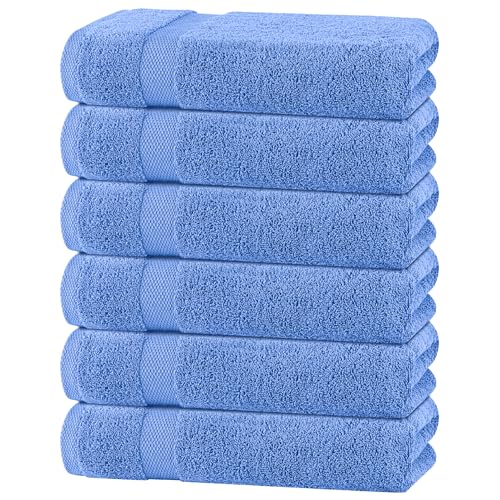 White Classic Wealuxe Light Blue Bath Towels 24x50 Inch, Cotton Towel Set for Bathroom, Hotel, Gym, Spa, Soft Extra Absorbent Quick Dry 6 Pack - color: Light Blue, size: Bath Towels 6-Pack, 24x50 Inches