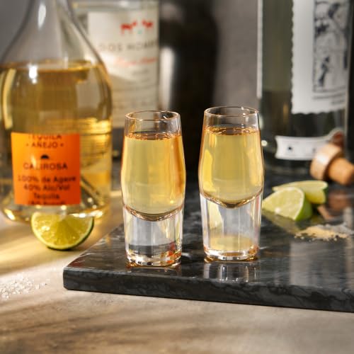 Viski Heavyweight Crystal Shot Glasses Set of 2 for Whiskey, Vodka, Tequila, 2 oz Handmade Home Bar Glasses Gift Set for Bachelor or Bachelorette Party, Groomsmen Gifts, Birthday & Wedding Gifts - style: Heavyweight Shot Glasses