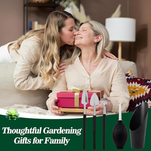 ANPHSIN 44pcs Small Gardening Tools Gifts for Women Beginners, Green | Garden Hand Tools Set for Indoor Succulent, Bonsai, Plants Transplanting, Included Bag/Repotting Mat/Shovel/Labels - color: Green