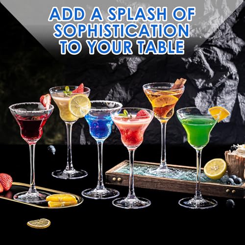 Vintage Art Deco Coupe Glasses, Set of 6 Ribbed Coupe Cocktail Glasses, 5.5 oz Classic Martini Glasses, Elegant Hand Blown Manhattan Goblet for Bar, Martini, Cosmopolitan, Gimlet, Pisco Sour - style: Trumpet Shaped
